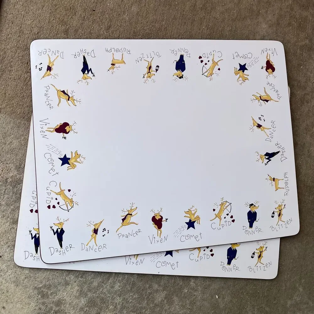Pottery Barn Reindeer Cork 4-CT Holiday Christmas Tabletop Placemats